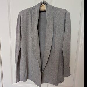 Kersh Open-Front Knit Cardigan Sweater, Light Gray, Size S